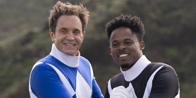 David Yost and Walter Emanuel Jones as he Blue and Black Ranger in Mighty Morphin Power Rangers: Once & Always