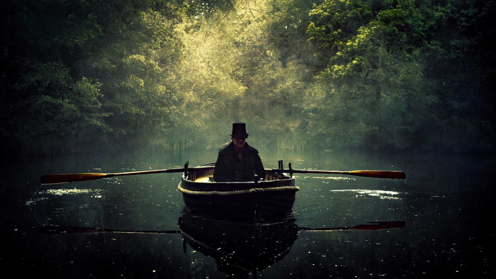 James rows a boat in Taboo