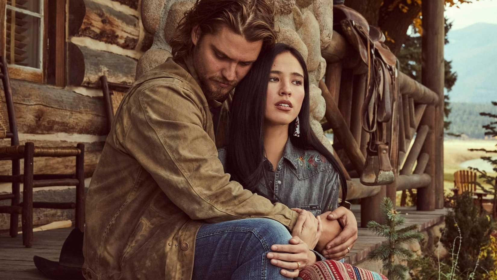 Kayce hugs his wife Monica in Yellowstone