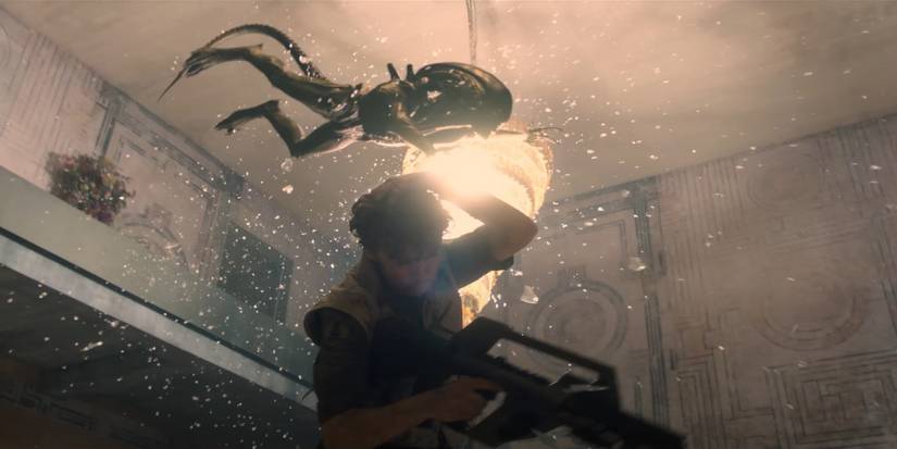 Alien: Earth with a xenomorph attacking someone