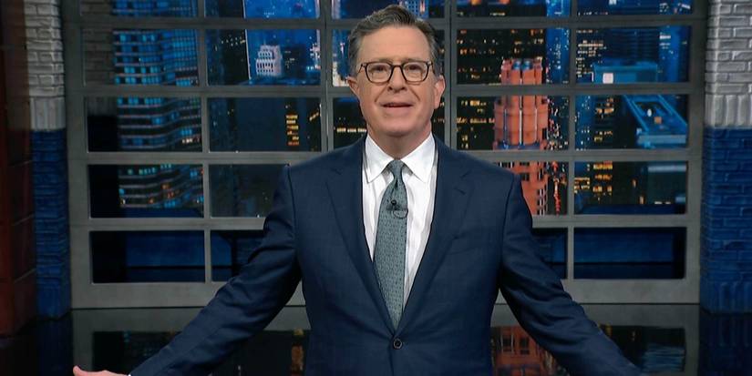 Stephen Colbert delivers a monologue on The Late Show with Stephen Colbert