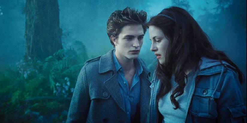 Robert Pattinson's Edward Cullen and Kristen Stewart's Bella Swan in Twilight