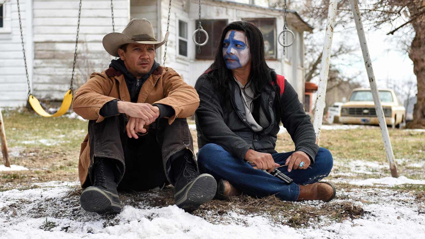 Agent Cory Lambert and Gil Birmingham as Martin Hanson in Wind River