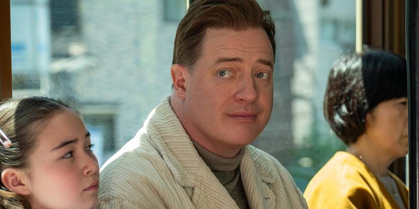 Brendan Fraser in Rental Family looking off-screen