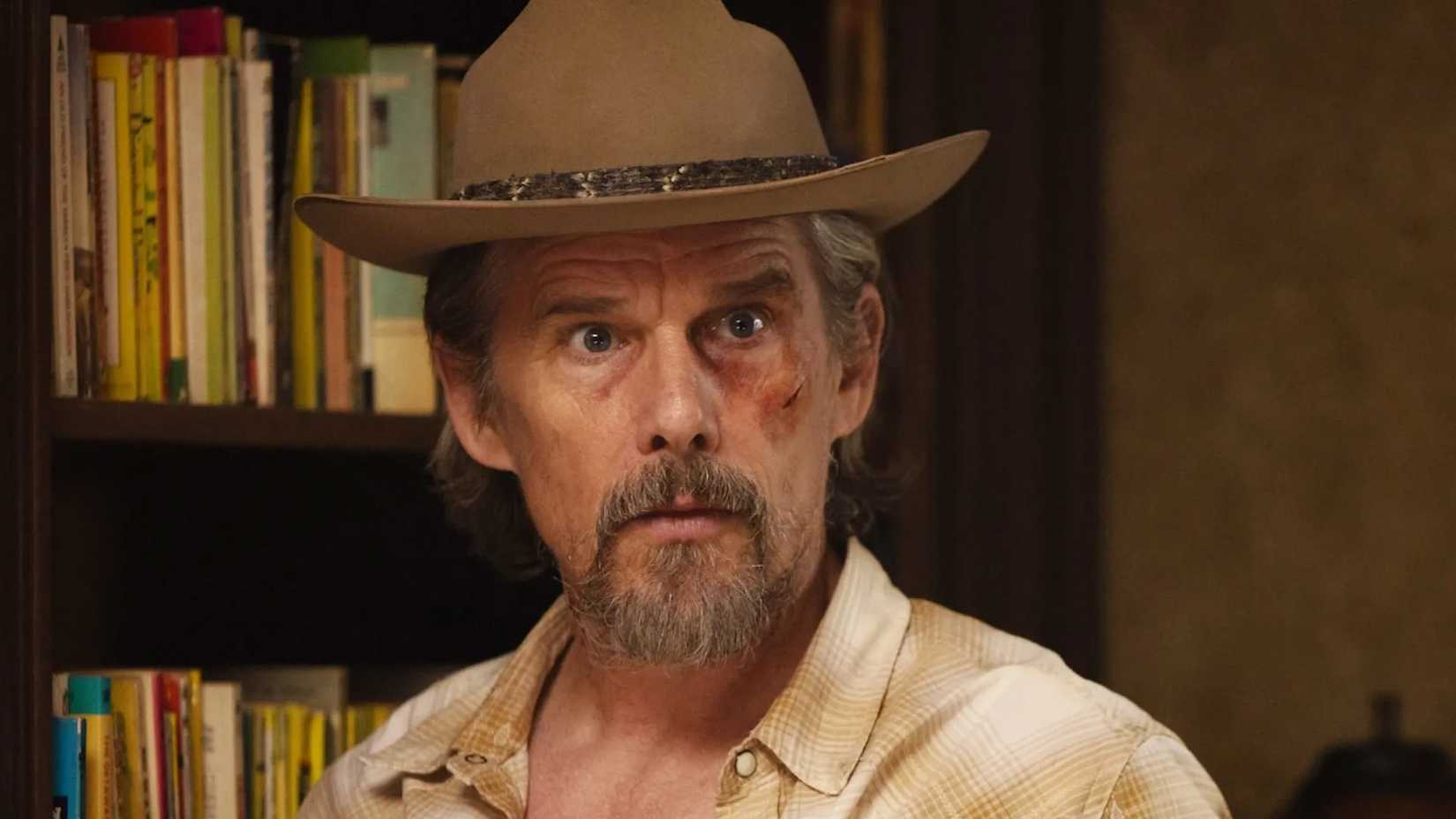 Ethan Hawke sporting a shiner in The Lowdown