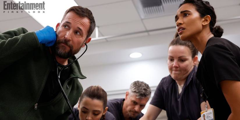 The cast of The Pitt Season 2 working on someone in the emergency room.