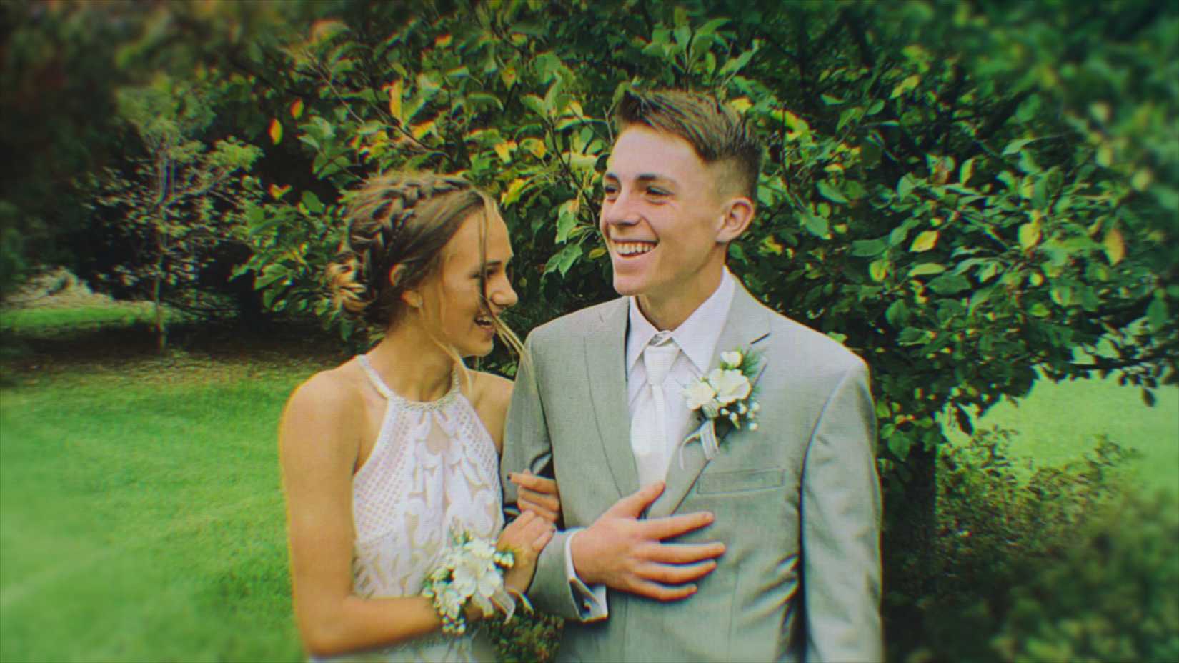Lauryn and Owen dressed in formal wear in an old photo in Unknown Number: The High School Catfish.