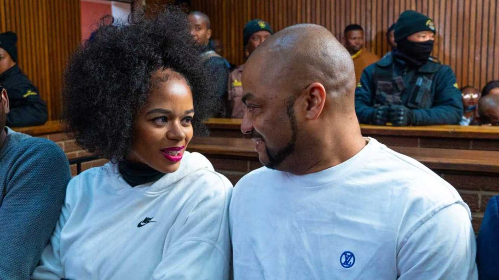 Nandipha and Thabo look at each other in court in Beauty and the Bester