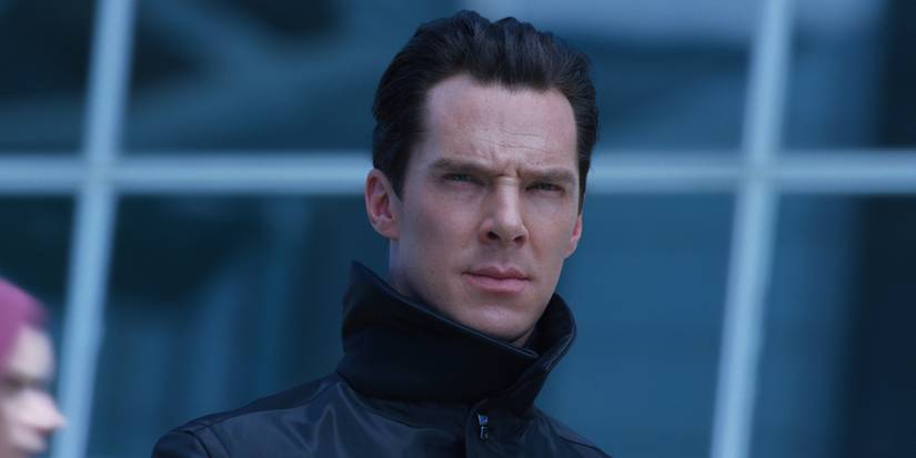 Benedict Cumberbatch in Star Trek: Into Darkness looking off-screen