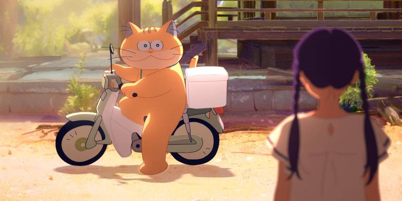 In Ghost Cat Anzu, the titular character rides a motorcycle