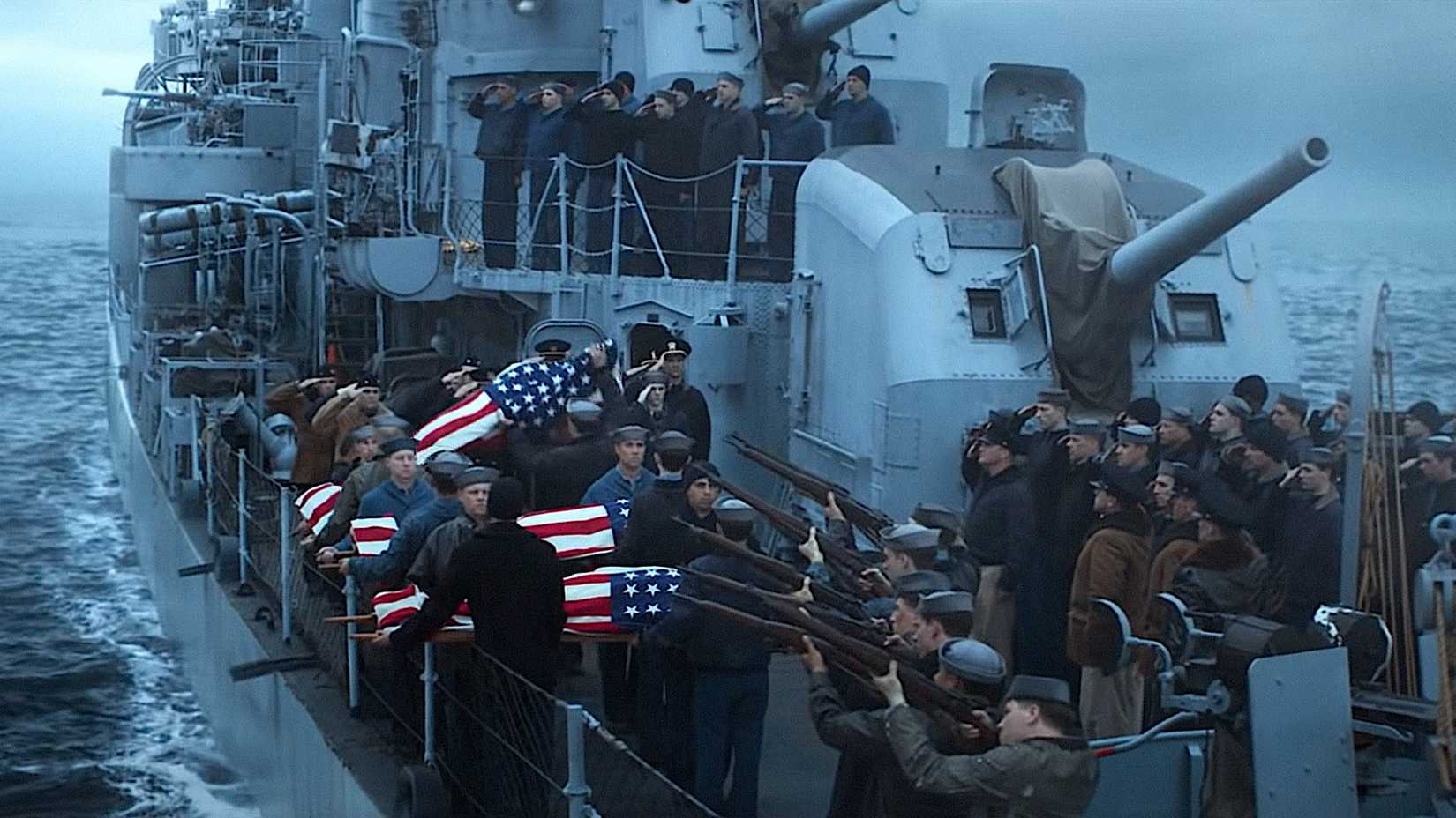 Greyhound Scene Starring Tom Hanks and Stephen Graham