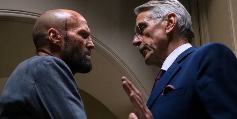 Jason Statham and Jeremy Irons in The Beekeeper