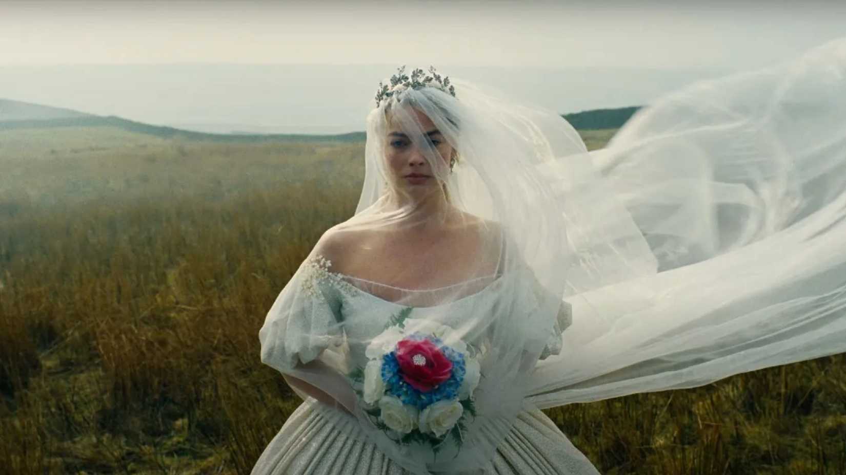 Margot Robbie wears a wedding dress in Emerald Fennell's adaptation of Wuthering Heights