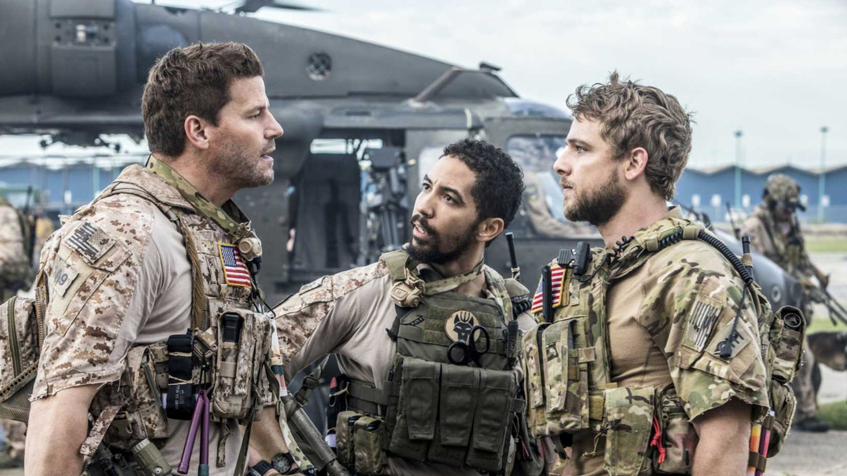 Members of Bravo Team have an intense conversation in SEAL Team