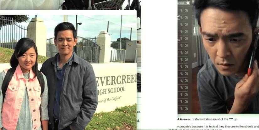 John Cho looks at an image of missing daughter on a computer screen in Searching