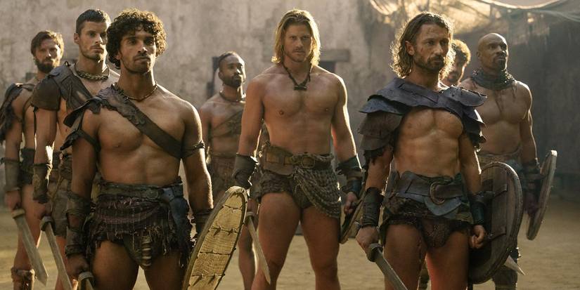 Gladiators prepare for battle in Spartacus: House of Ashur