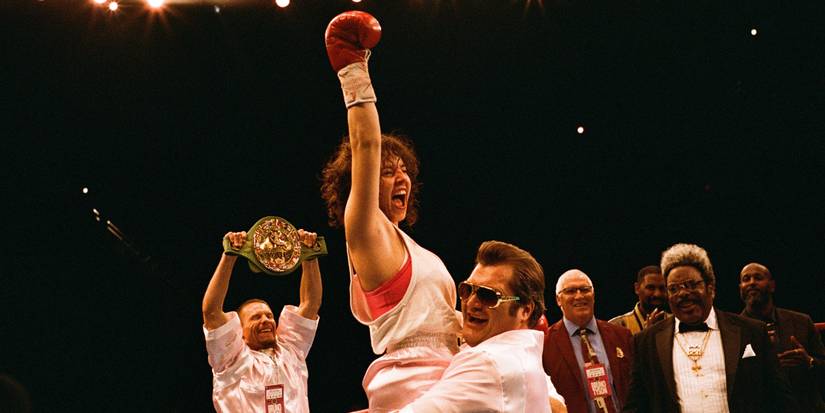Sydney Sweeney in Christy celebrating a boxing win in the ring