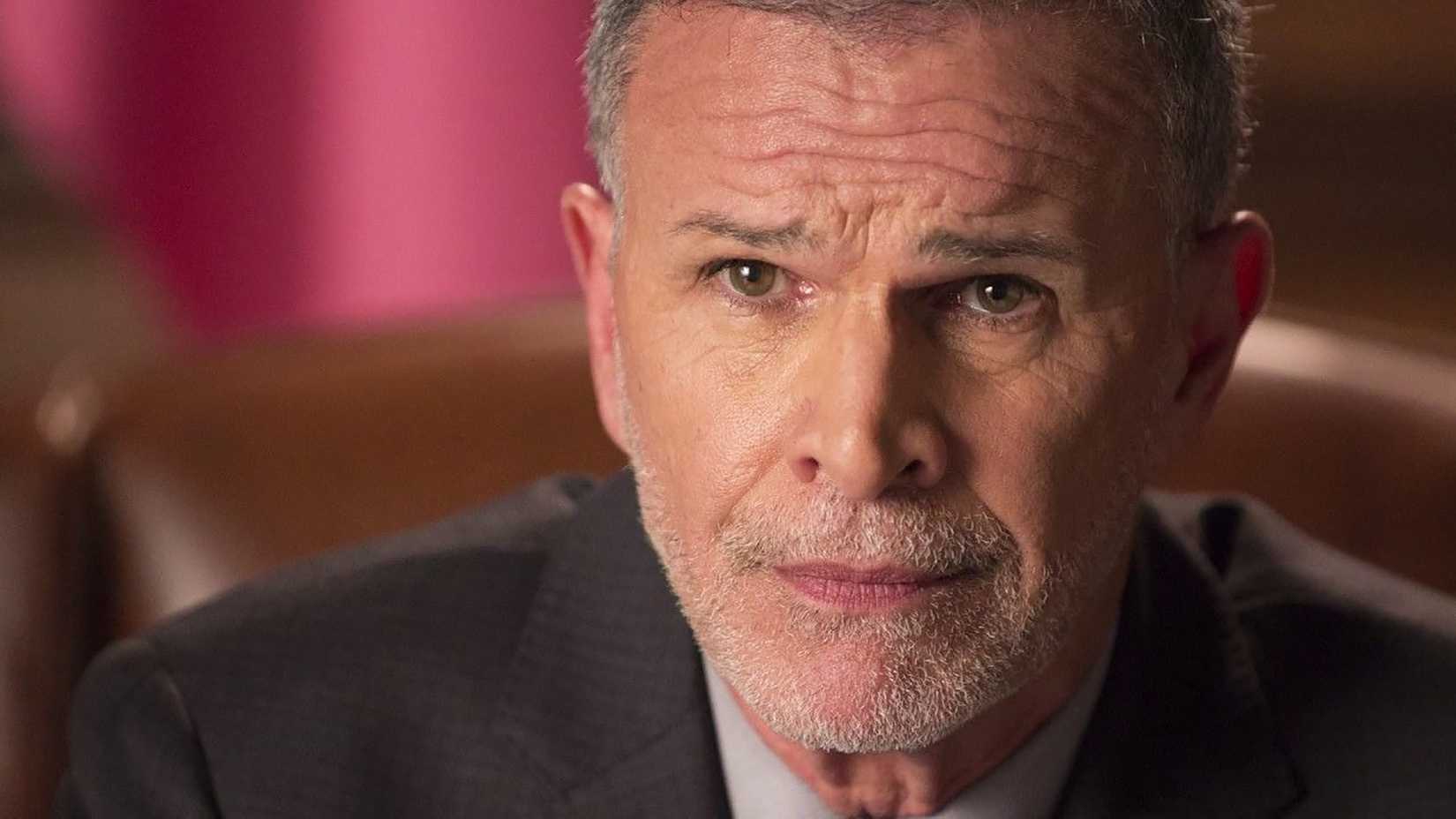 A close-up of Toy Plana looking serious from Mayans M.C.