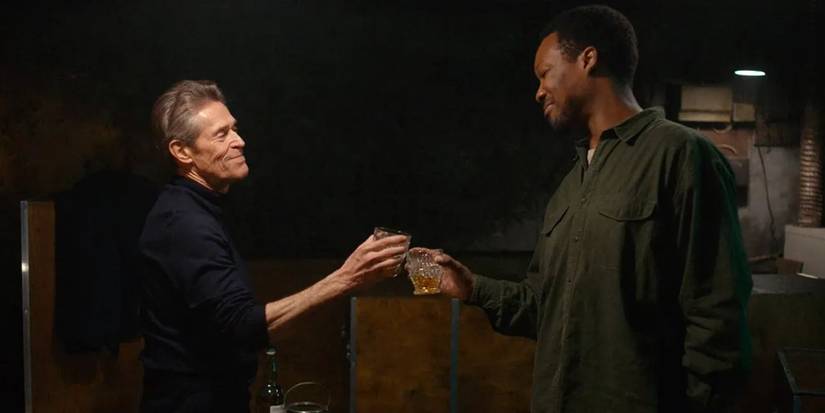 Willem Dafoe and Corey Hawkins in The Man in My Basement