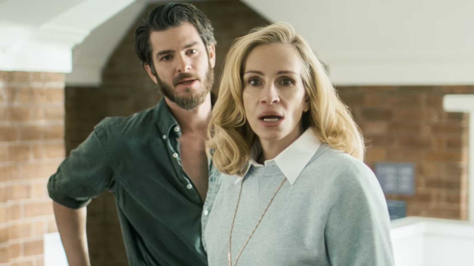 Andrew Garfield & Julia Roberts star in After the Hunt, with Roberts looking shocked