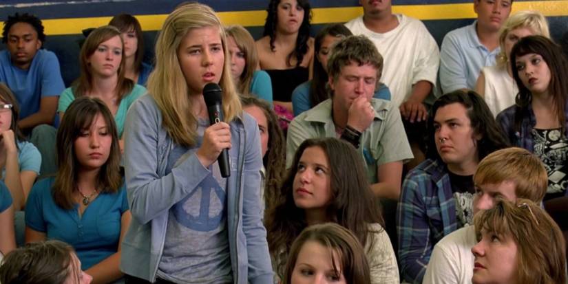 Bryan Cranston's daughter Taylor Dearden in Breaking Bad's school assembly scene