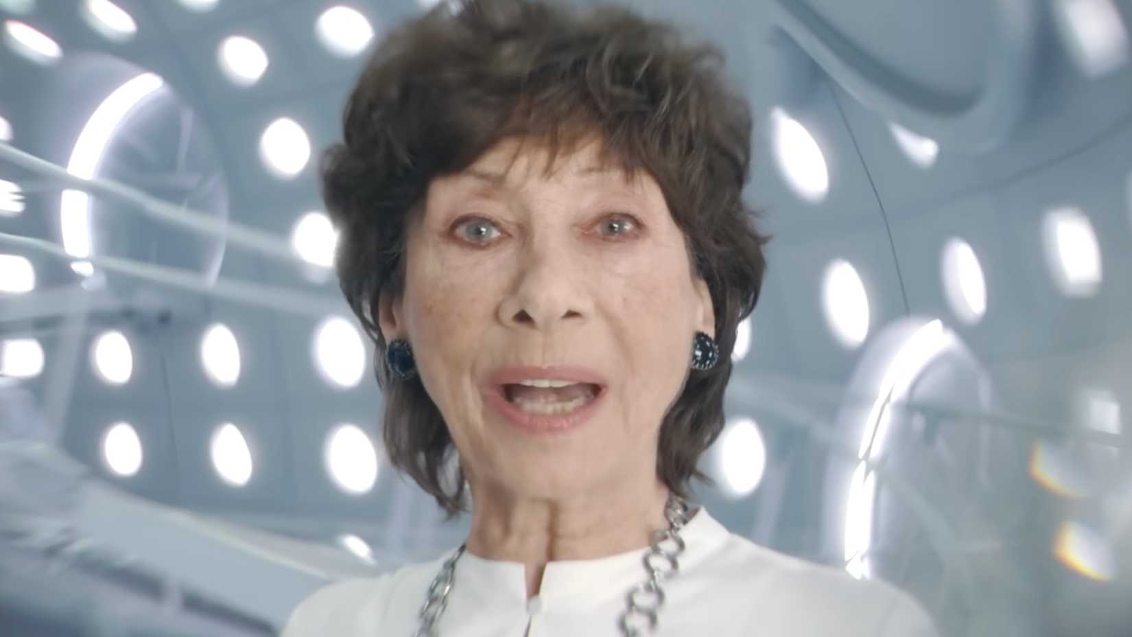 Carole Ann Ford as Susan Foreman in the TARDIS, talking to the Doctor telepathically, in Doctor Who.