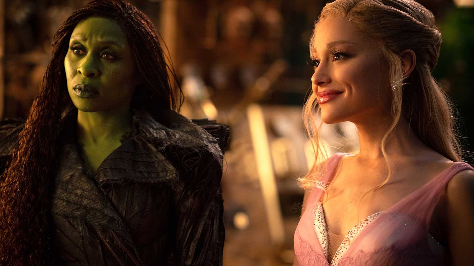 Cynthia Erivo as Elphaba Thropp and Ariana Grande as Glinda Upland in Wicked: For Good