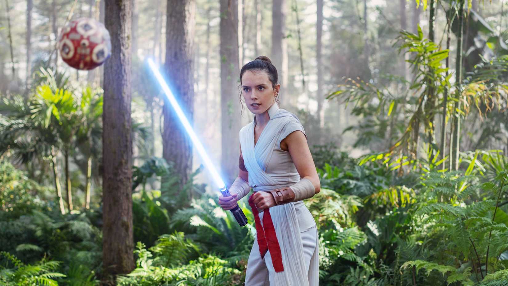 Daisy Ridley as Rey in STAR WARS: EPISODE IX – THE RISE OF SKYWALKER training in the forest