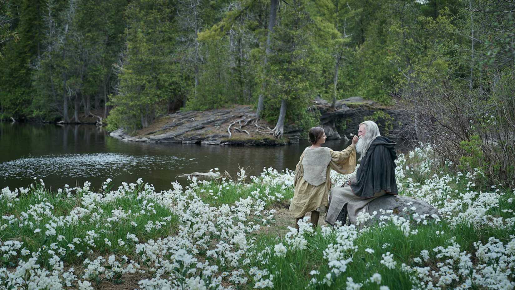 David Bradley as The Blind Man in Frankenstein sitting in the forest