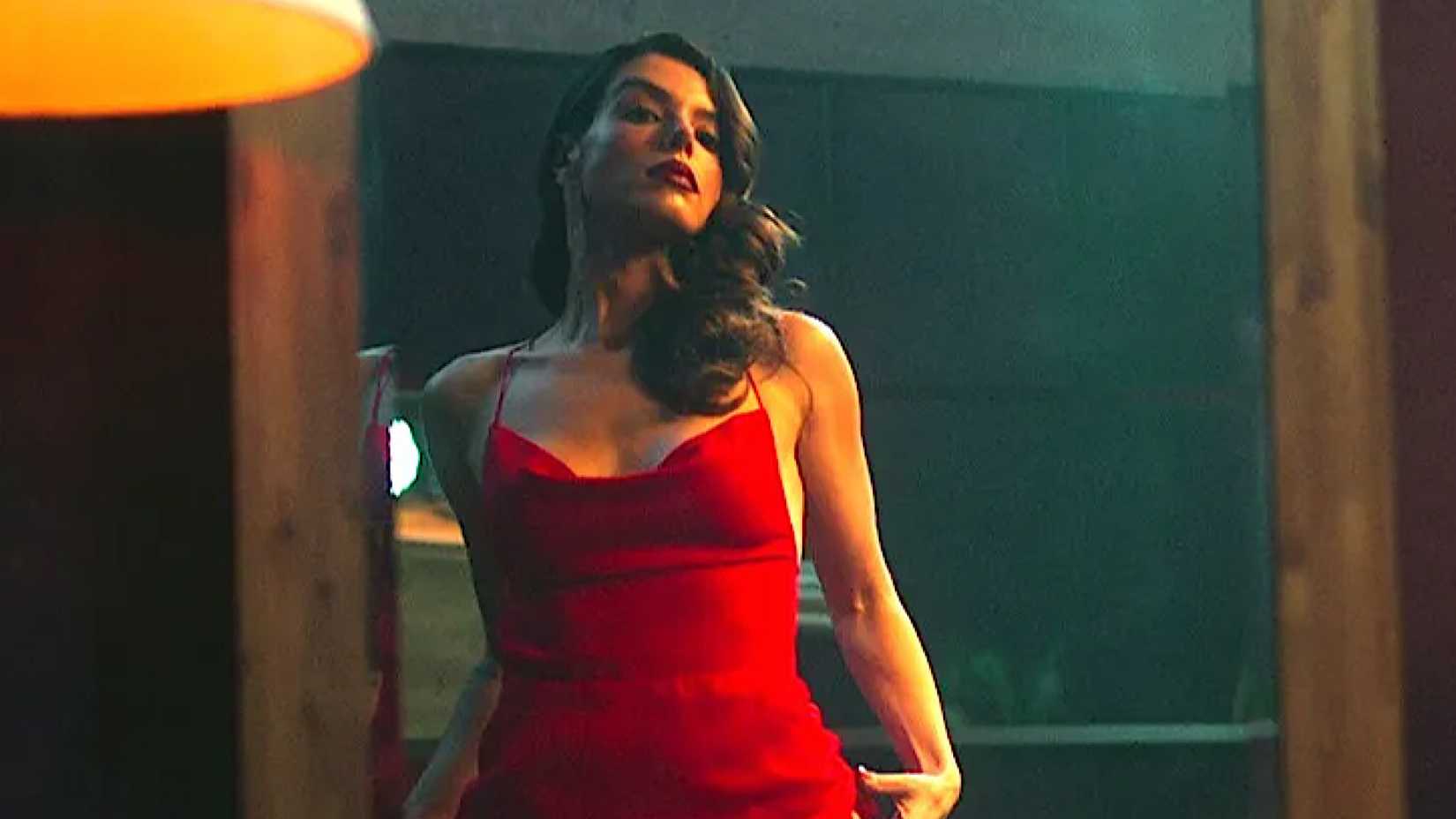 Woman in Red in erotic thriller Burning Betrayal on Netflix