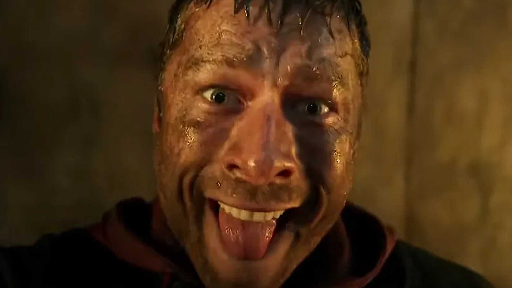 Glen Powell Laughing in Stephen King's The Running Man