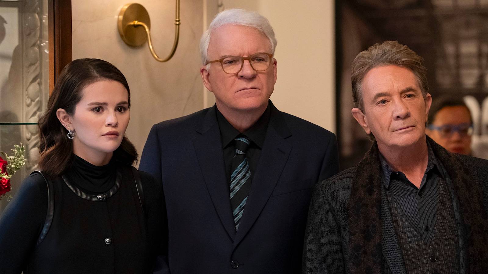 Selena Gomez's Mabel Mora, Steve Martin's Charles-Haden Savage and Martin Short's Oliver Putnam in Only Murders in the Building Season 5