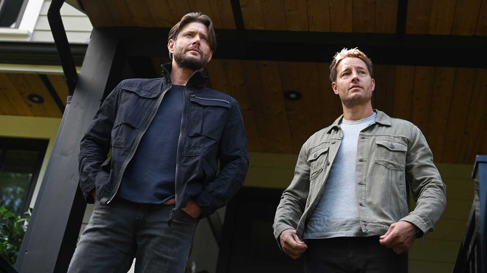 A low-angle photo of Russell and Colter in Tracker