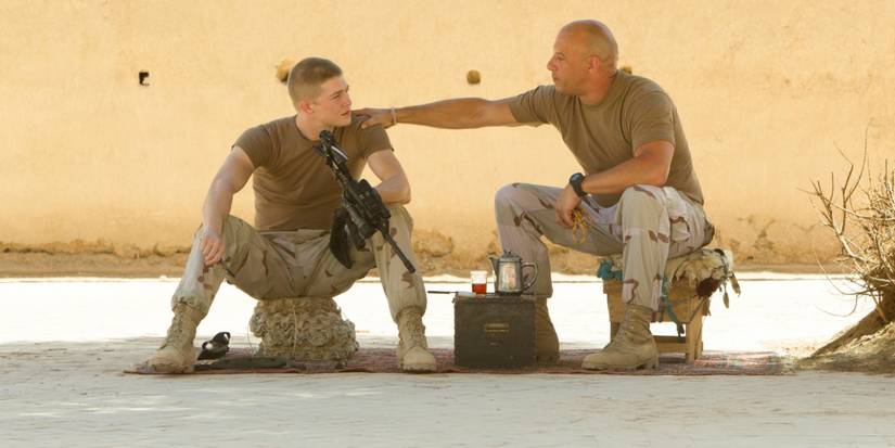 Vin Diesel as a soldier during the Iraq War in Billy Lynn's Long Halftime Walk (2016)