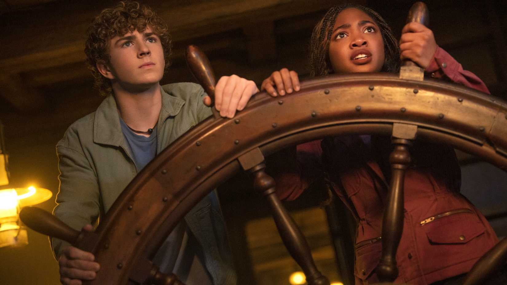 Walker Scobell's Percy Jackson and Leah Sava Jeffries' Annabeth Chase in Percy Jackson and the Olympians