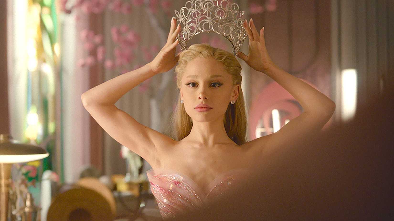Ariana Grande as Glinda crowning herself the leader of Oz in 'Wicked: For Good'