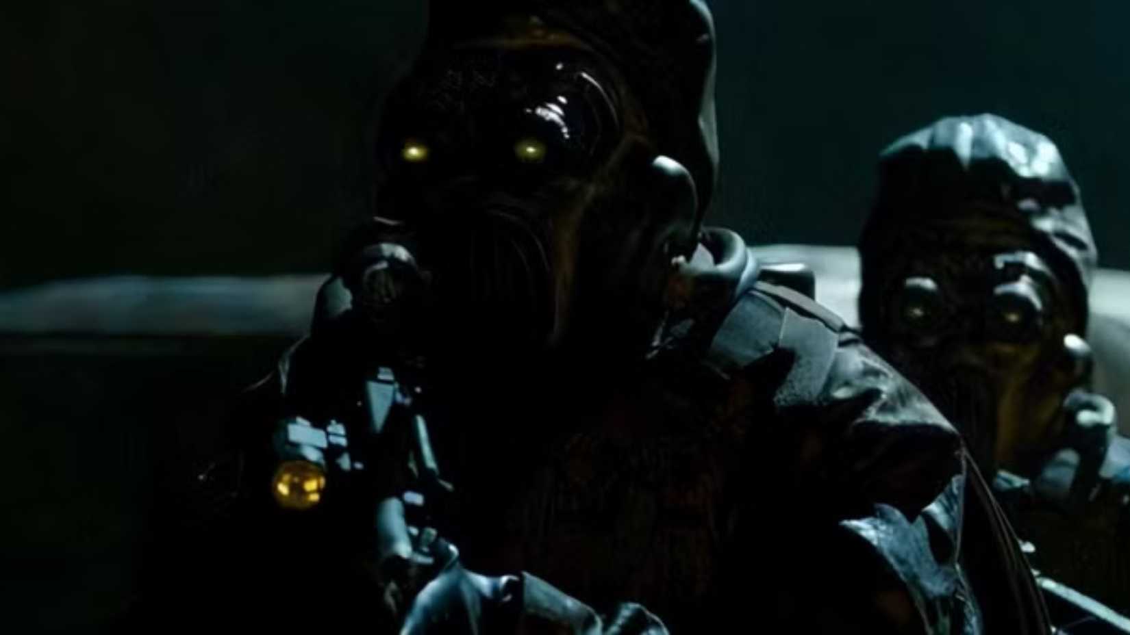 Breathers in Hidden wearing gas masks and holding assault rifles