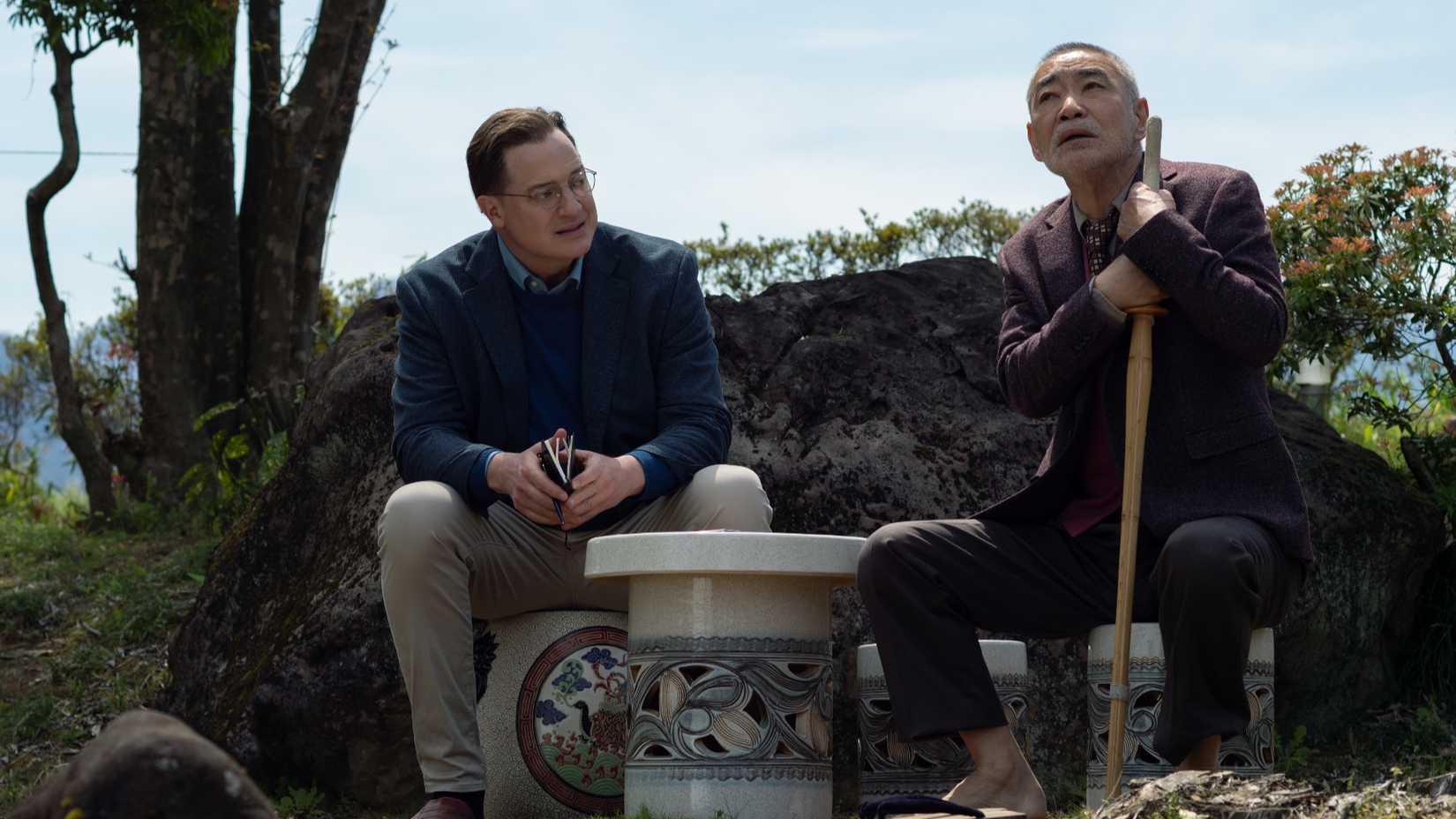 Brendan Fraser and Akira Emoto in RENTAL FAMILY