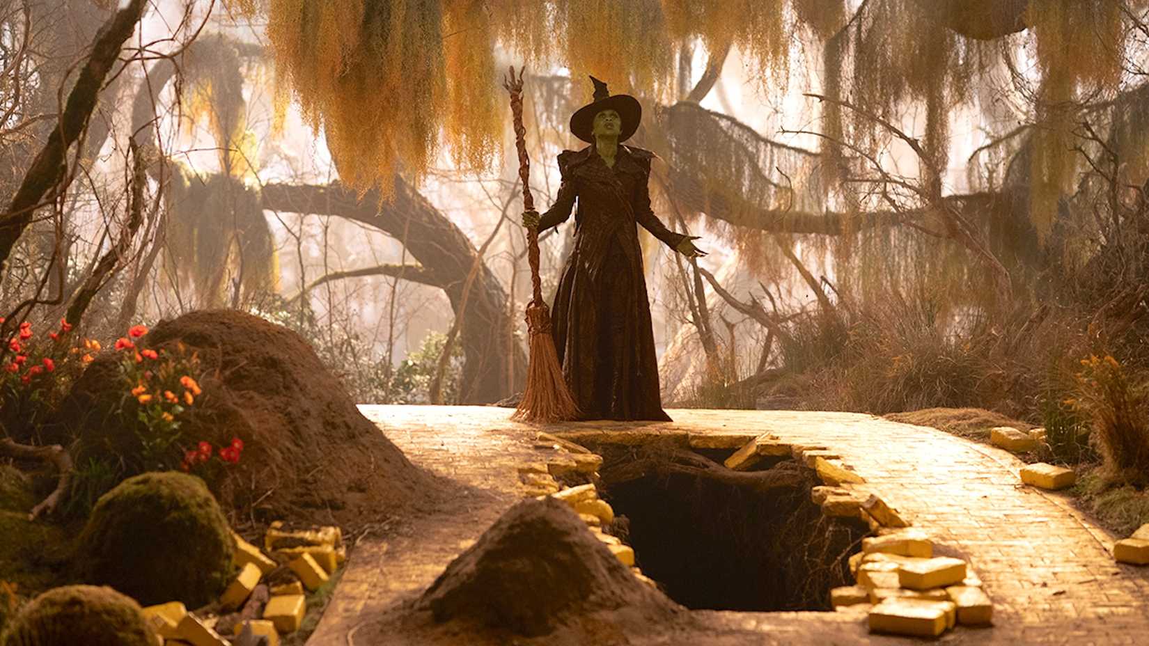 Elphaba standing atop the secret animal tunnel in 'Wicked: For Good'