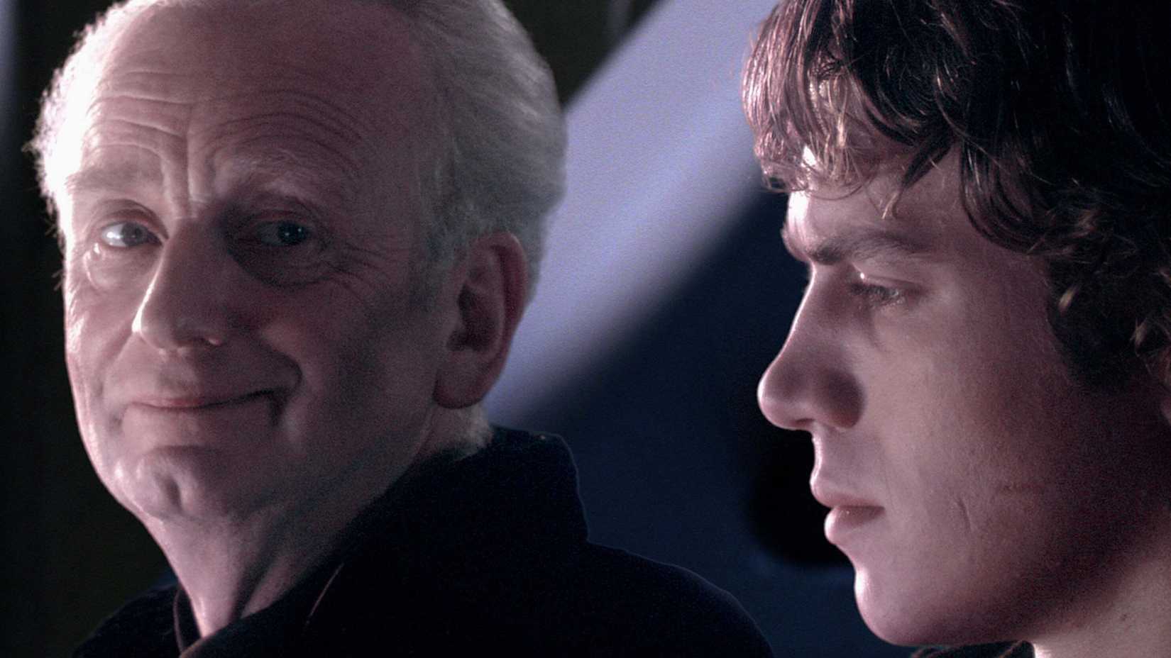 Hayden Christensen and Ian McDiarmid in Star Wars: Revenge of the Sith in the theater
