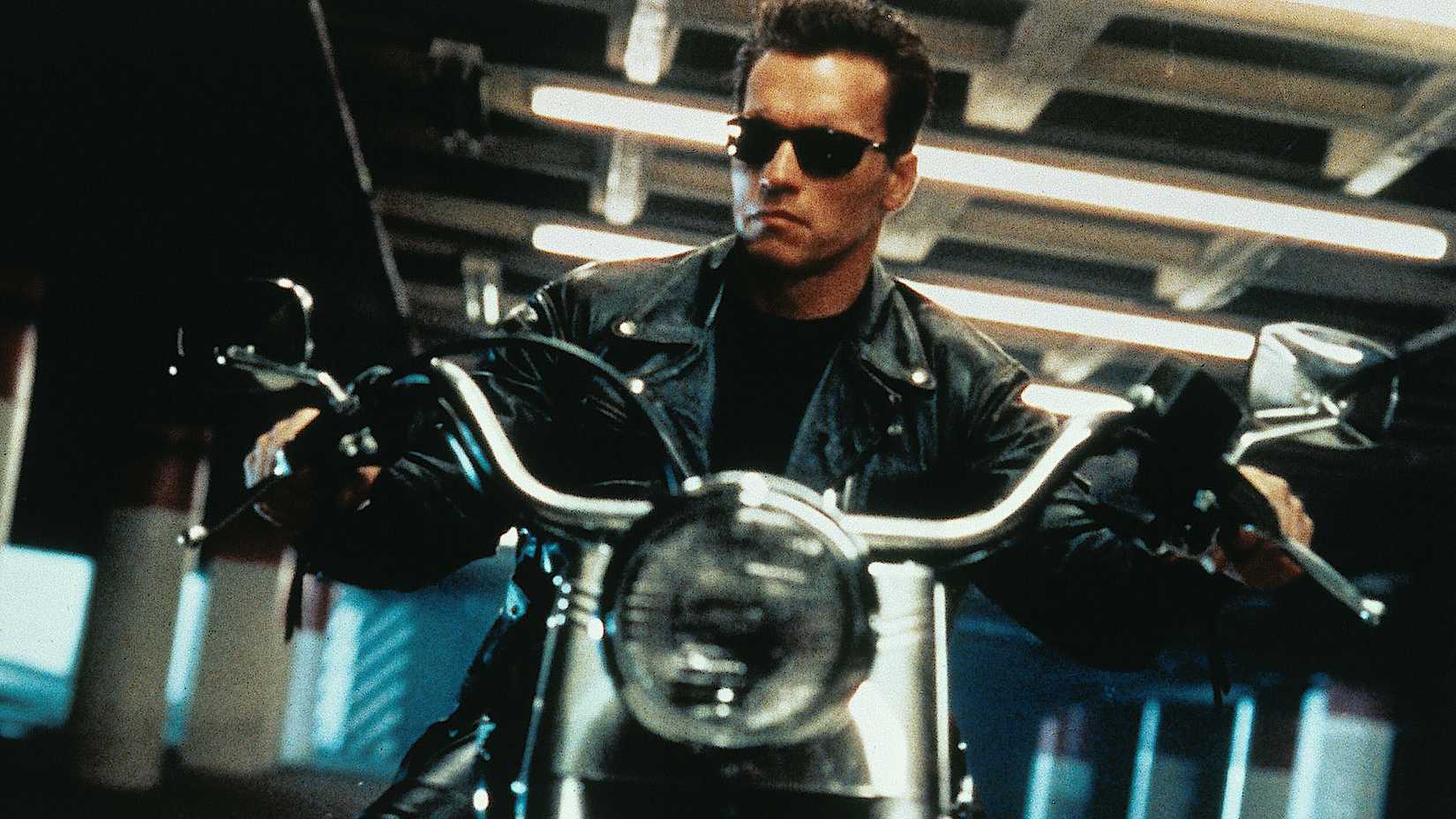 Arnold Schwarzenegger with Harley-Davidson in Terminator 2