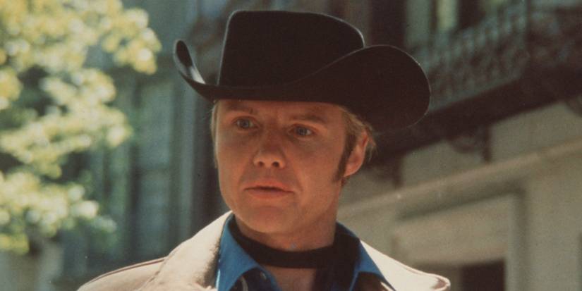 Jon Voight in Midnight Cowboy wearing a black cowboy hat