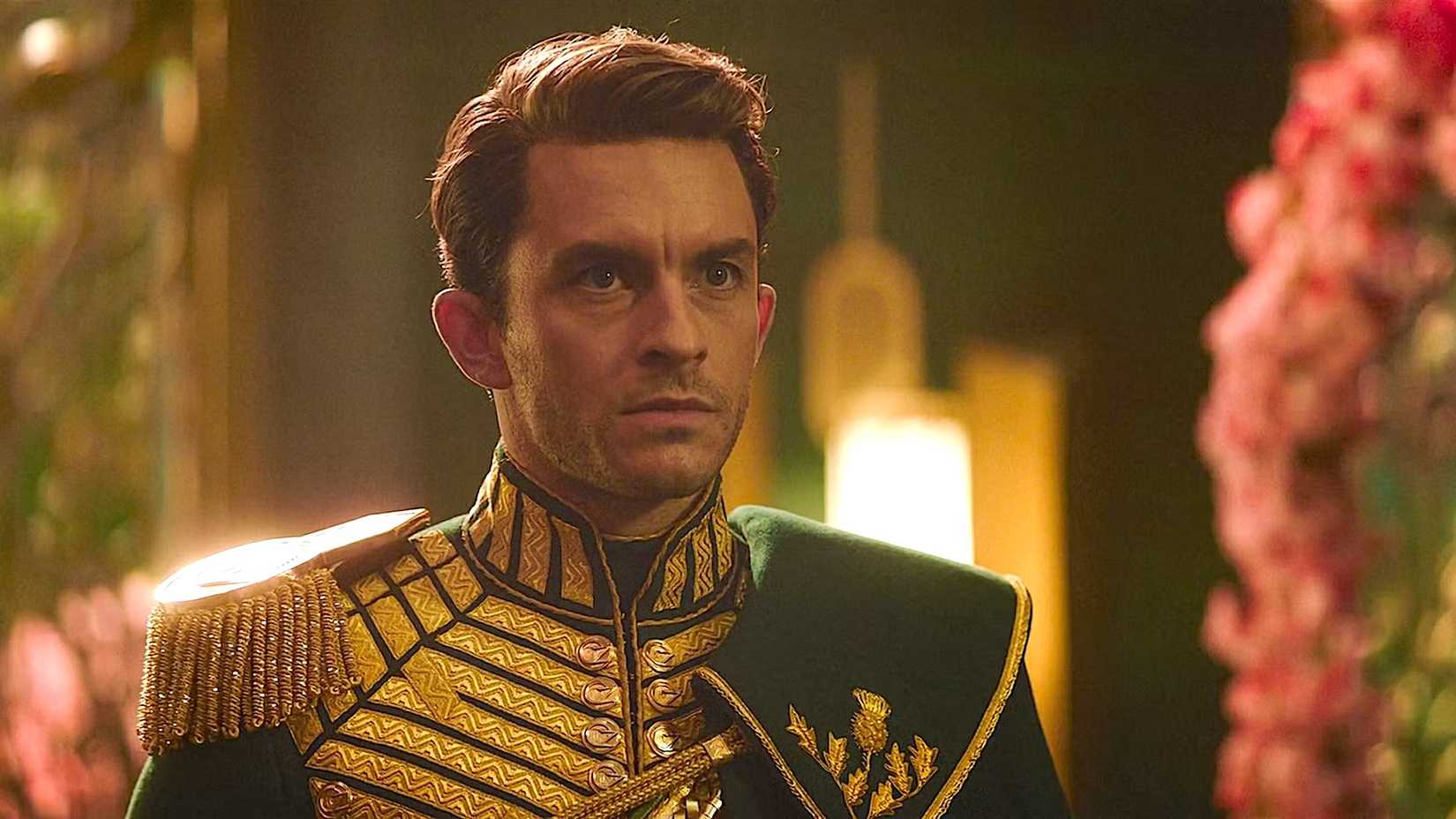 Jonathan Bailey as Fiyero during the wedding scene in 'Wicked: For Good'