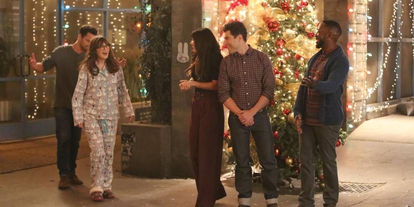 The whole New Girl gang in Season 6, Episode 10, "Christmas Eve Eve"