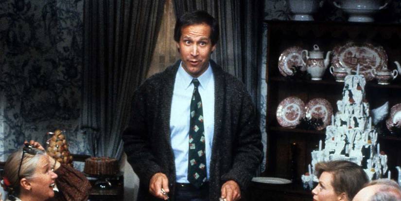 Chevy Chase as Clark at the dinner table in National Lampoon's Christmas Vacation