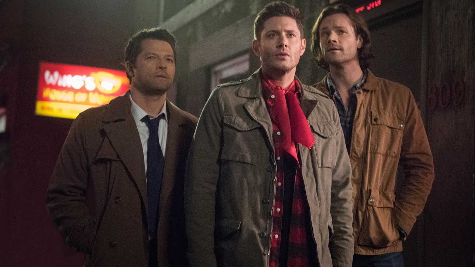 Misha Collins, Jensen Ackles, and Jared Padalecki in Supernatural