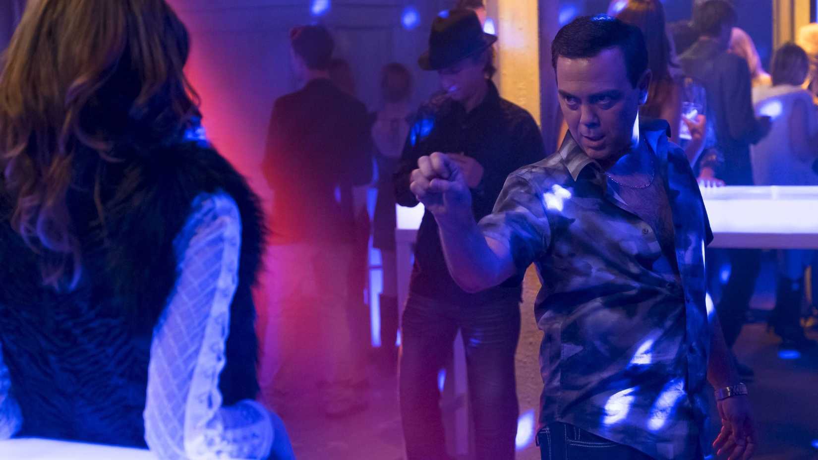 Boyle dancing in a nightclub and flirting with a woman to find out where Nikolaj's toy is in Brooklyn Nine-Nine.