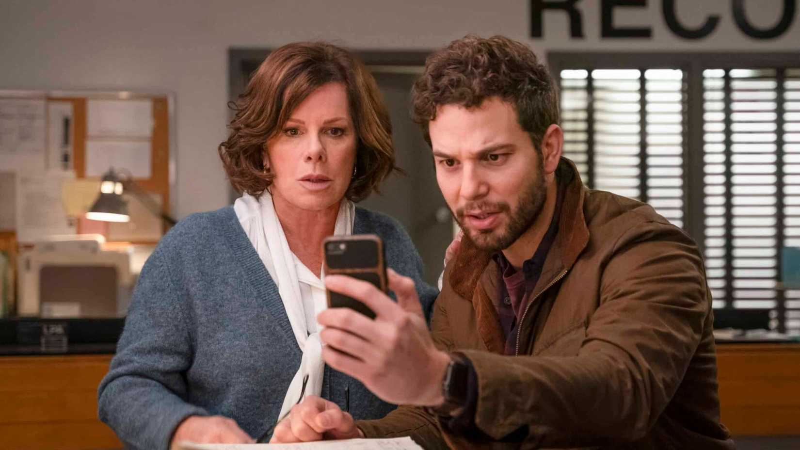 Skylar Astin and Marcia Gay Harden in So Help Me Todd