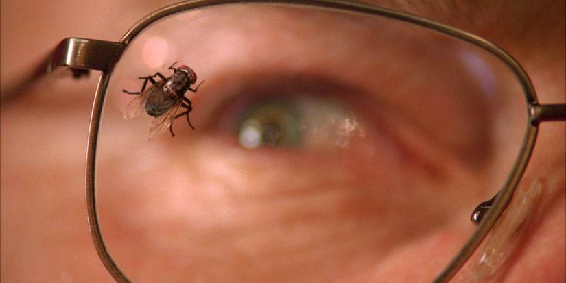 Walt staring at a fly that has landed on his glasses in the Breaking Bad episode 