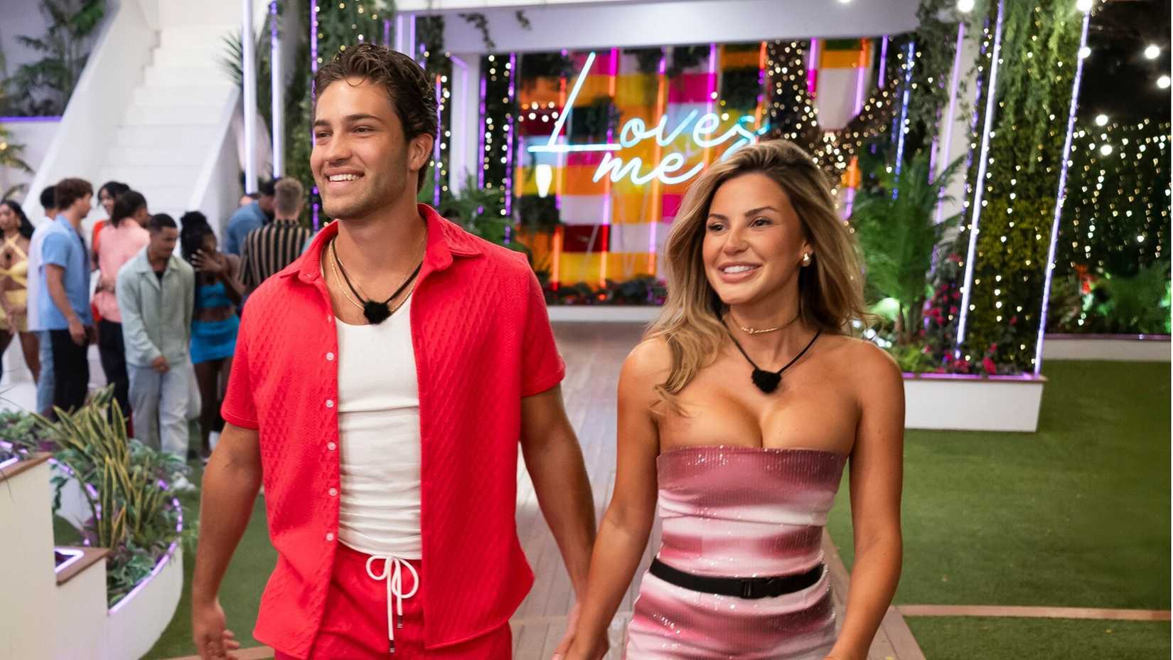 TJ and Iris walking in Love Island USA season 7